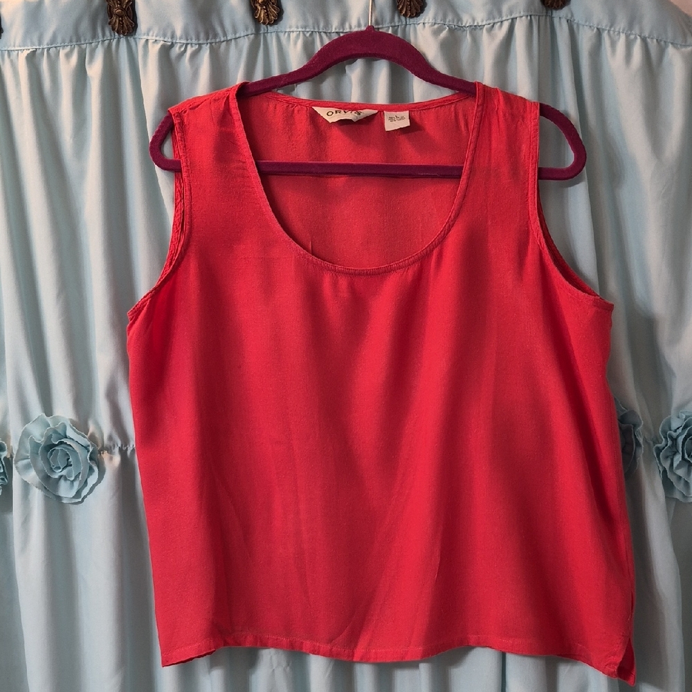 Orvis Sleeveless Lightweight Rayon Casual Coral Flowy Top SZ L